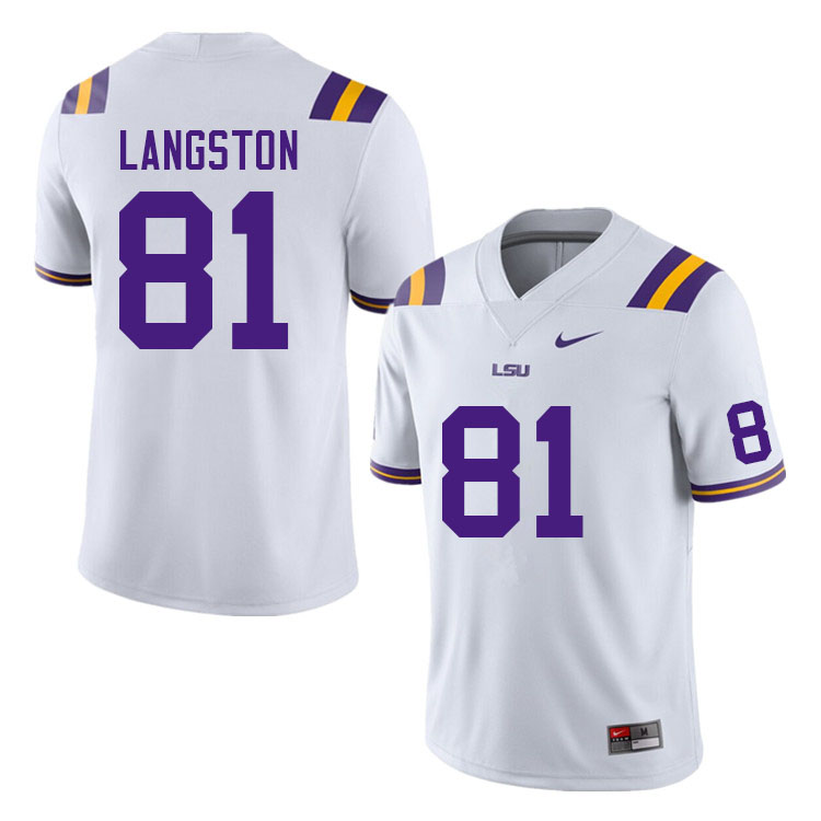 Men #81 Bryce Langston LSU Tigers College Football Jerseys Sale-White